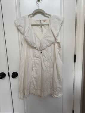 Pilcro Cream Sailor Collar Sleeveless Dress